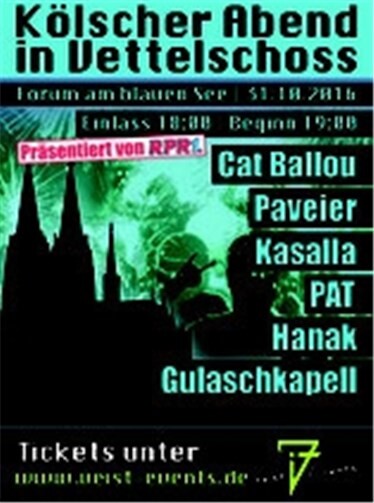 Kölschabend mit Cat Ballou, Kasalla und den Paveier 