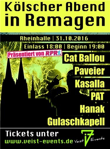 Kölschabend mit Cat Ballou, Kasalla und den Paveier 