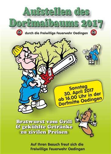 Maibaumstellen auf dem Dorfplatz