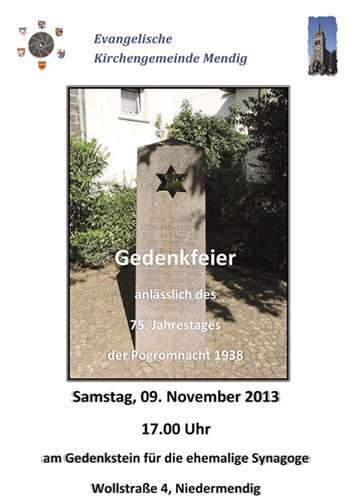 Gedenkfeier zur Pogromnacht 