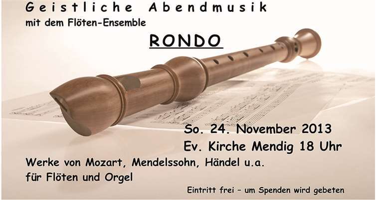 Flötenensemble „Rondo“ in Evangelischer Kirche Mendig 