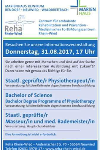 Ausbildung oder Studium an der Reha Rhein-Wied
