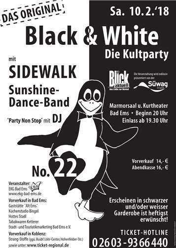 Die Kultparty Black & White am Karnevalssamstag in Bad Ems 