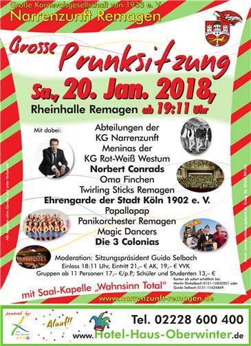 Prunksitzung im großen Saal der Rheinhalle