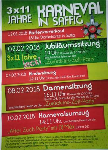 3 x 11 Jahre Karneval in Saffig 