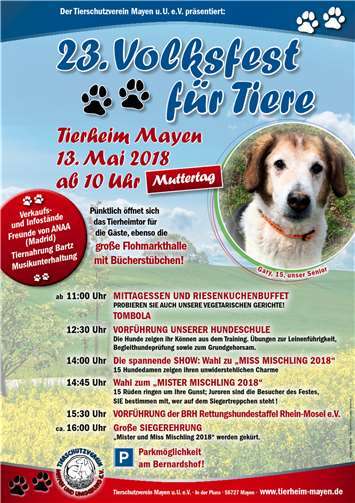 Volksfest für Tiere steigt an Muttertag 