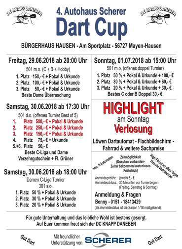 „Autohaus Scherer Dartcup“ verspricht spannende Turniere