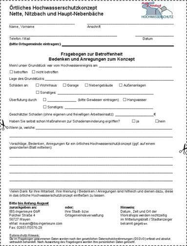 Umfrage zum Hochwasserschutzkonzept