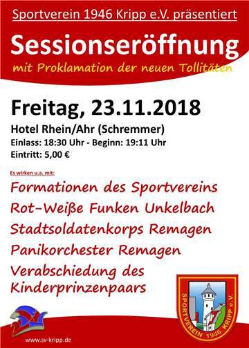SV Kripp lädt zur Sessionseröffnung ein 