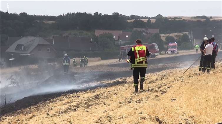 Abgeerntetes Feld in Flammen Abgeerntetes Feld in Flammen