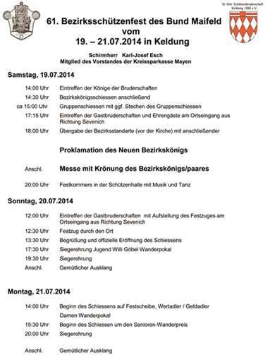 Bezirksschützenfest des Schützenbundes Maifeld 