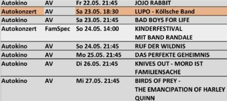 Familienspecial- Vorführungen