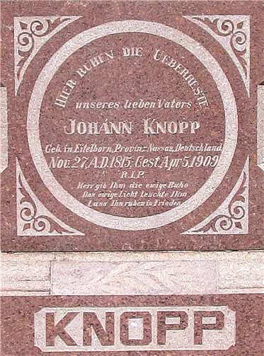 Auswanderer aus der VG Montabaur in Fredericksburg bestattet 