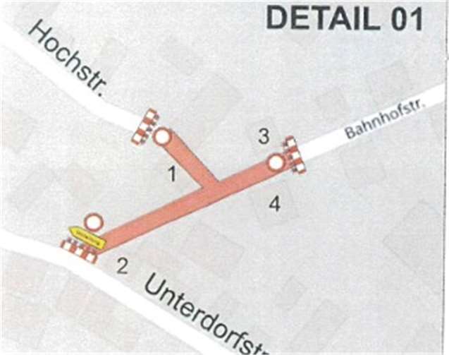 Vollsperrung der Bahnhofstraße/Ecke Hochstraße 