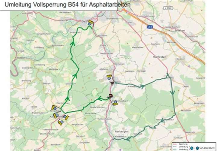 Vollsperrung der B54, Ortsdurchfahrt Zollhaus geplant 