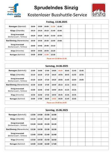 Shuttle-Bus beim Sprudelnden Sinzig 