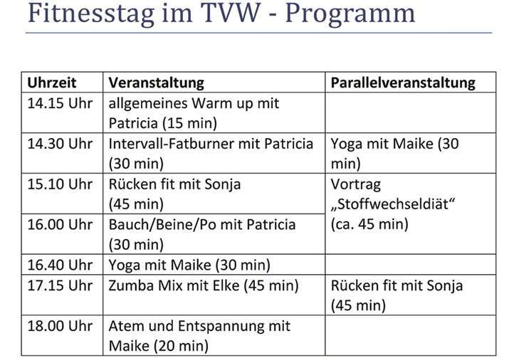 Fitnesstag mit buntem Programm 