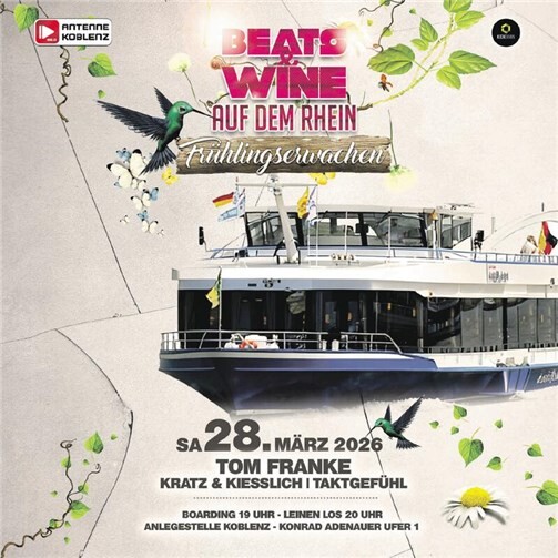 Beats & Wine - Frühlingserwachen 2026 - Die große Rhein-Cruise ist zurück 