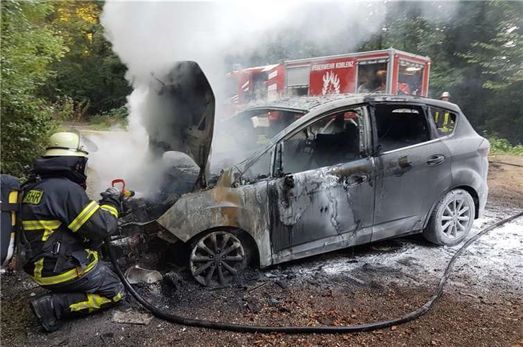 ´Bild des völlig ausgebrannten Autos. Foto: Polizei