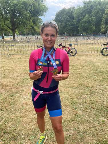 Birke Thielen im Ziel in Aldenhoven.  Foto: G.Thielen