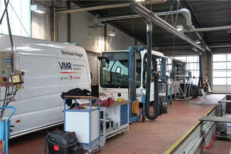 Blick in die Buswerkstatt der Verkehrsbetriebe Mittelrhein in Brohl-Lützing.  Fotos: GS