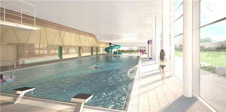 Blick in die Zukunft: So soll das Innere der Schwimmhalle einmal aussehen.Foto: Simulation Krieger/Ingenieure GmbH