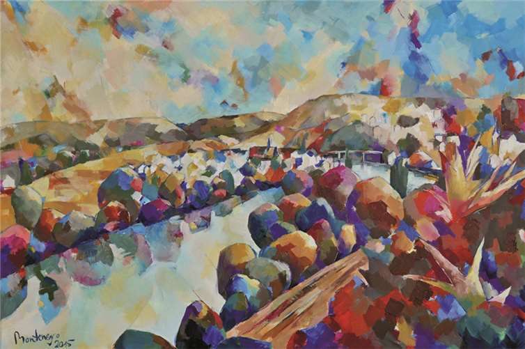 Blick von Gut Besselich auf Niederwerth (80 x 120). Montenegro Miriam