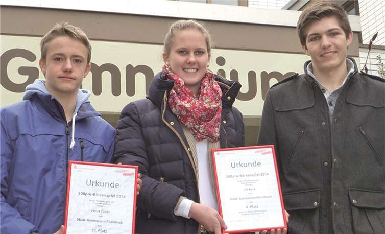 Börsenspielgewinner 2014 v.l. Jonas Timpe, Jil Beck, Jan-Nicklas Tille.privat