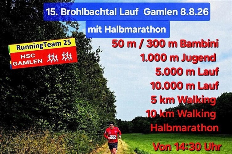 Brohlbachtallauf Gamlen am 8. August 2026. www.ergebnisliste.de