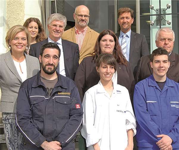 CDU-Landesvorsitzende Julia Klöckner bei der Geschäftsleitung der Rhodius-GmbH in Burgbrohl. FA