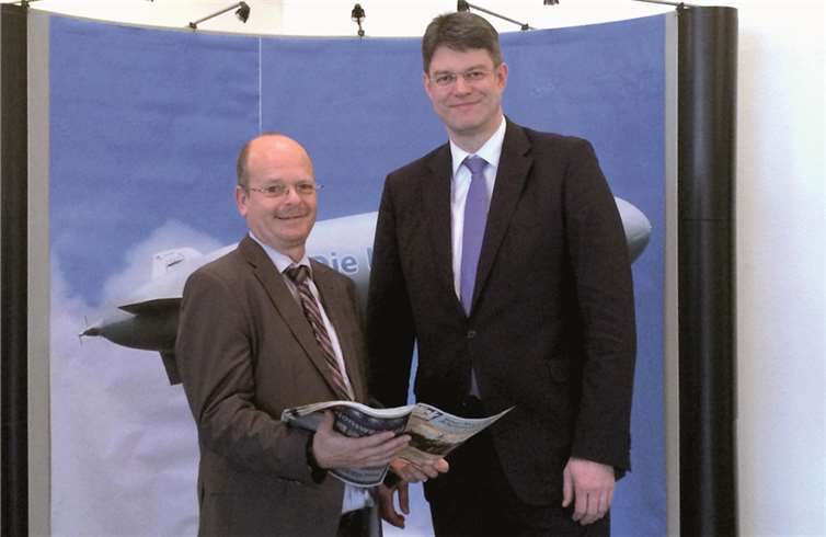 Chefredakteur Hermann Krupp (l.) konnte MdB Patrick Schnieder (CDU) (r.) im Medienzentrum des Krupp-Verlages in Sinzig begrüßen privat