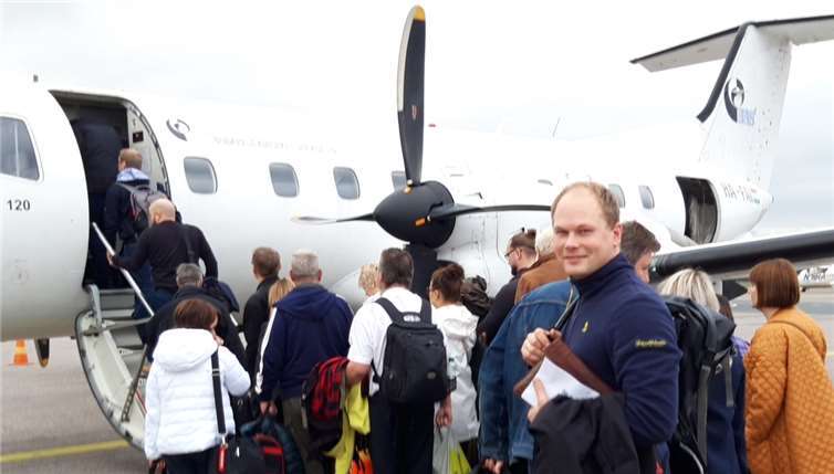 Christian Zimbelmann auf dem Flug von Helsinki nach Pori.Fotos: HDG-Schule/hwm