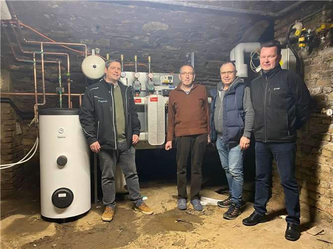 Christophe Vianden (Ahrtalwerke), Klaus-Dieter Holzberger, Michael Seeliger (Pfarrei Bad Neuenahr-Ahrweiler) und Klaus Taplik. Foto: privat