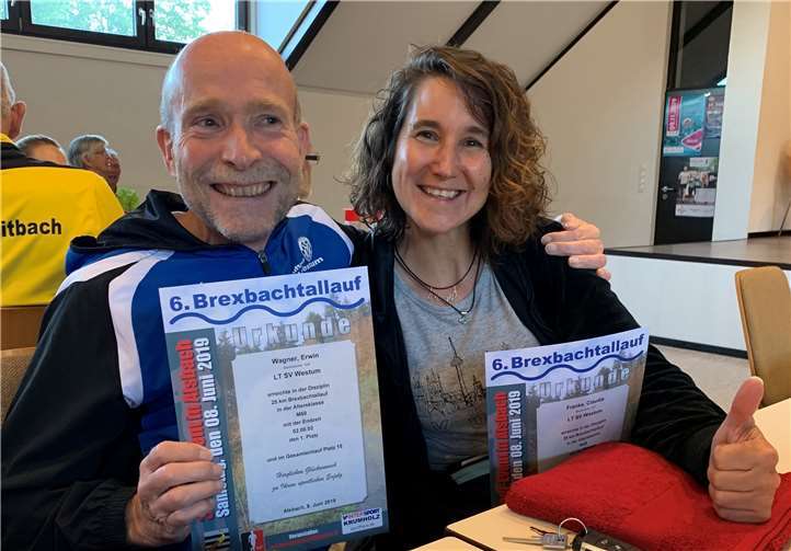 Claudia Franke und Erwin Wagner vom Lauftreff Westum waren mit ihren Ergebnissen zufrieden. Foto: privat