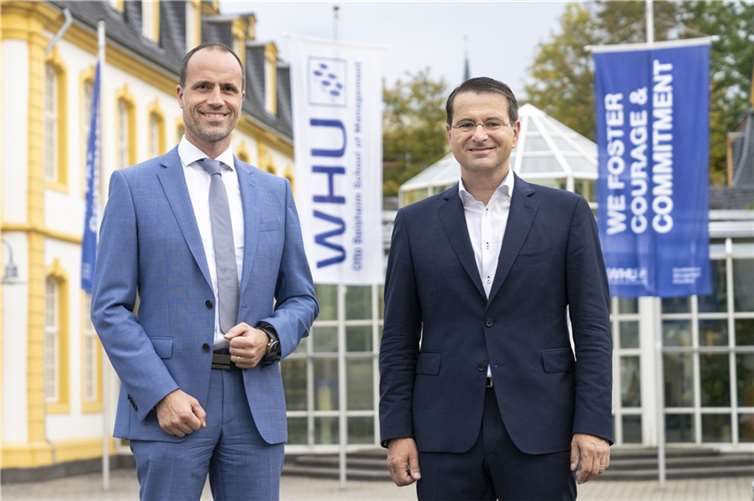 Clemens Hoch, Minister für Wissenschaft und Gesundheit in Rheinland-Pfalz und WHU Rektor Prof. Dr. Markus Rudolf. Foto: WHU / Michael Jarmush