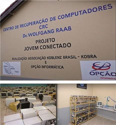 Computerwerkstatt, defekte Computer und Ersatzmaterial im Arbeitsraum (Dr. W. Raab aus Weitersburg hat bis zu seinem Tod die Computer von KoBra mehr als 20 Jahre betreut).