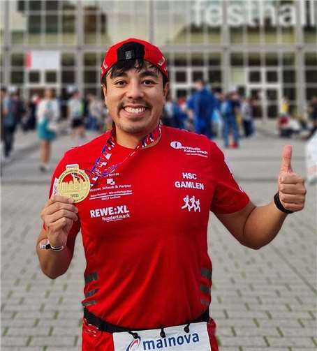 Cuong Tran nach 42,2 km in Frankfurt im Ziel