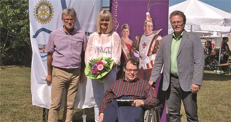 Da waren sich alle einig - es war ein grandioses Sommerfest; (v.l.) Dirk Schaal (Betriebsleiter der Rhein-Mosel Werkstatt), Ex-Confluentia Gaby Hoffmann, Achim Etzkorn (Werkstatt Ratsvorsitzender) und Thomas Hoffmann (Geschäftsführer der Rhein-Mosel Werkstatt).US