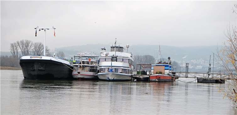 Damit endete ein jahrelanger Streit: Die Stadt Neuwied ließ zwei Schiffe und Anleger am Rheinufer entfernen.Fotos: Stadt Neuwied