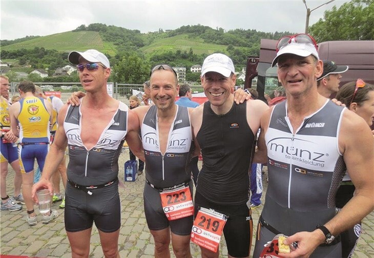 Daniel, Peter, Oliver und Rainer nahmen erfolgreich am Mittel-Mosel-Triathlon teil.privat