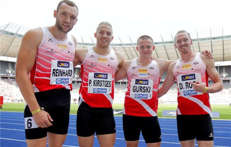 Daniel Roos, Roger Gunski, Pascal Kirstges und Hendrik Reinhard erzielten den fünften Platz in der 4x100-Meter-Staffel.Foto: Wolfgang Birkenstock