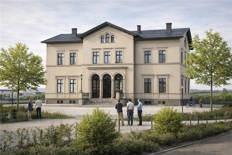 Darstellung der Rekonstruktion des historischen Neuwieder Bahnhofs.