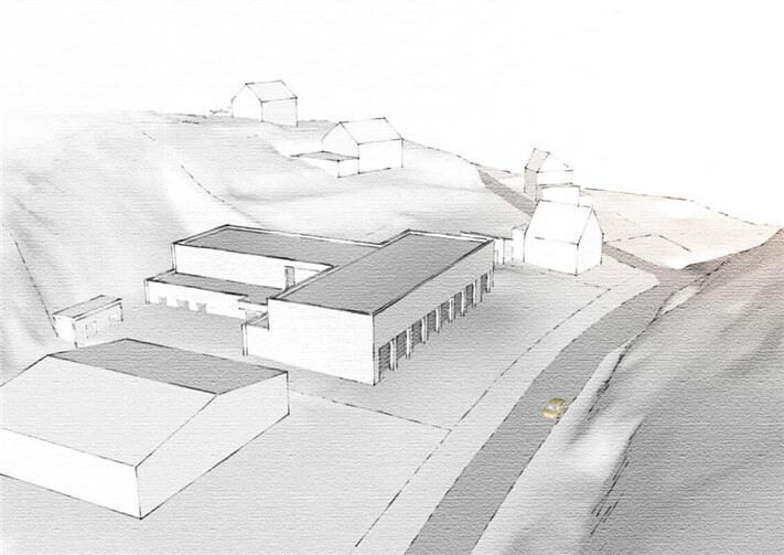 Darstellung des neuen Feuerwehrgerätehauses auf dem Gelände des ehemaligen Autohauses Mönch am Roßberg. Foto: Paula Klein / design team c gmbh)