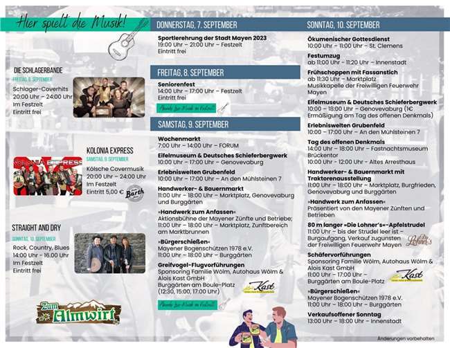 Das 72. Stein- und Burgfest lockt mit einem bunten Programm nach Mayen.  Grafik: Stadt Mayen
