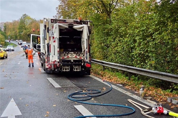 Das Abfallsammelfahrzeug.Foto: Polizei