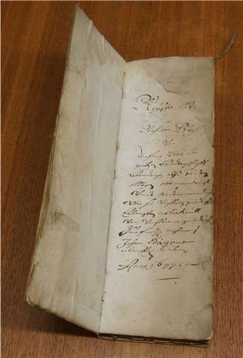 Das Amtsbuch ist in einem Schmalfolioformat angelegt worden. Die ersten Eintragungen beginnen mit der Gründung der Steinhauerzunft im Jahre 1677.