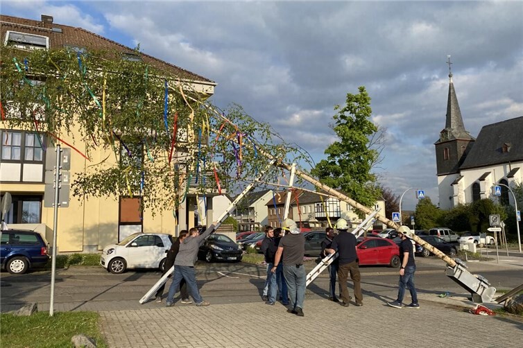 Das Aufstellen des Dorfmaibaums in Adendorf ist eine schöne Tradition