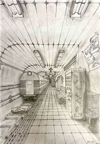 Das Bild des Monats Januar 2022 ist eine perfekte Bleistiftzeichnung in Zentralperspektive des Schülers Julius Duch aus der 8. Klassenstufe.Foto: privat