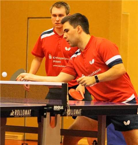 Das Doppel Jonny Bogolowsky (vorn)/Daniel Dechert war auch im achtzehnten Saisonspiel siegreich.Foto: Michael Schreiber