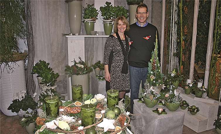 Das Ehepaar Hammer konnte in ihrer Gärtnerei viele Gäste zur Adventsausstellung begrüßen.RÜ